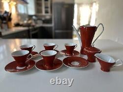 Rare Vintage Porcelain Red Coffee Set by HVM Hansa Germany