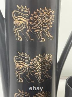 Rare Vintage Portmeirion Gold Lion Coffee Set 9pc Susan Williams-Ellis 1960s