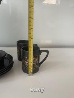 Rare Vintage Portmeirion Gold Lion Coffee Set 9pc Susan Williams-Ellis 1960s