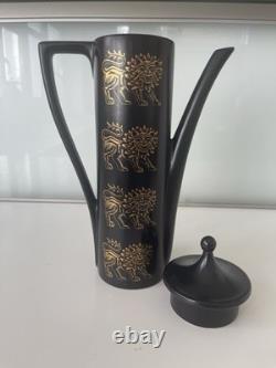 Rare Vintage Portmeirion Gold Lion Coffee Set 9pc Susan Williams-Ellis 1960s