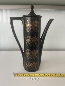 Rare Vintage Portmeirion Gold Lion Coffee Set 9pc Susan Williams-Ellis 1960s