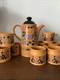 Rare Vintage Retro Sadler Owl Folk Art 1970s Purple Orange Black Coffee Set