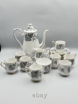 Rare Vintage Royal Albert Silver Maple Coffee Set