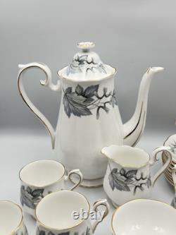 Rare Vintage Royal Albert Silver Maple Coffee Set