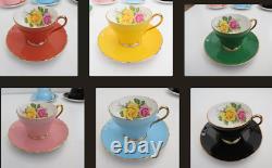 Rare Vintage Shelley England Fine Bone China Tea/Coffee Cups, Saucers Set 18 Pcs