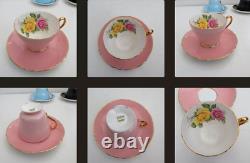 Rare Vintage Shelley England Fine Bone China Tea/Coffee Cups, Saucers Set 18 Pcs