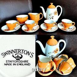 Rare Vintage Swinnertons Pottery Moonglo Nestor Vellum Demitasse Coffee Set