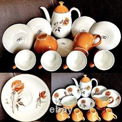 Rare Vintage Swinnertons Pottery Moonglo Nestor Vellum Demitasse Coffee Set