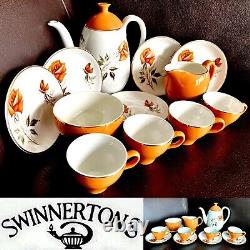 Rare Vintage Swinnertons Pottery Moonglo Nestor Vellum Demitasse Coffee Set