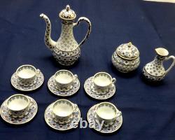 Rare Vintage Zsolnay Hungary Tea, Coffee, Expresso 17 Piece Set