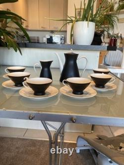 Rare vintage Raymond Lowey Ebony Black Rosenthal Fine China Coffee Set for 6