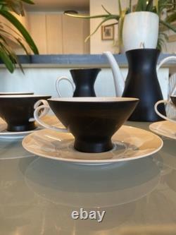 Rare vintage Raymond Lowey Ebony Black Rosenthal Fine China Coffee Set for 6
