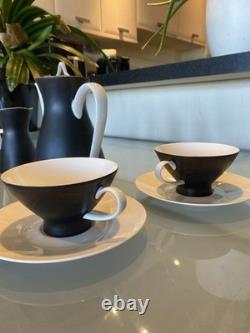 Rare vintage Raymond Lowey Ebony Black Rosenthal Fine China Coffee Set for 6