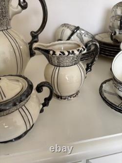 Rare vintage Seltmann Weiden Bavaria Porcelain large Coffee Set. Black & Whit