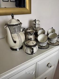 Rare vintage Seltmann Weiden Bavaria Porcelain large Coffee Set. Black & Whit