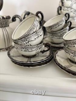 Rare vintage Seltmann Weiden Bavaria Porcelain large Coffee Set. Black & Whit