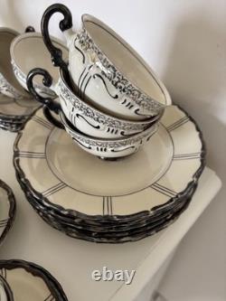 Rare vintage Seltmann Weiden Bavaria Porcelain large Coffee Set. Black & Whit