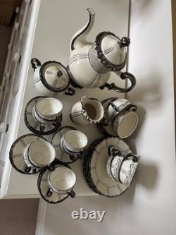 Rare vintage Seltmann Weiden Bavaria Porcelain large Coffee Set. Black & Whit