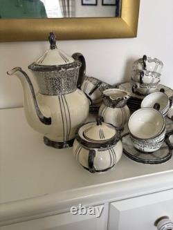 Rare vintage Seltmann Weiden Bavaria Porcelain large Coffee Set. Black & Whit