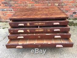 Reclaimed Pine Architects Plan Chest Set of Bank of Drawers Vintage Coffee Table
