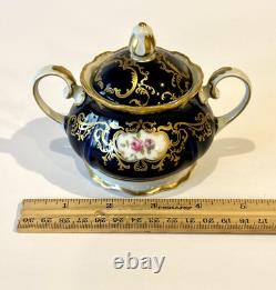 Reichenbach Echt Kobalt Navy/floral/gold 6-person Vintage Coffee Set GDR 15 pcs
