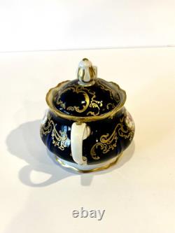 Reichenbach Echt Kobalt Navy/floral/gold 6-person Vintage Coffee Set GDR 15 pcs