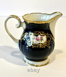 Reichenbach Echt Kobalt Navy/floral/gold 6-person Vintage Coffee Set GDR 15 pcs