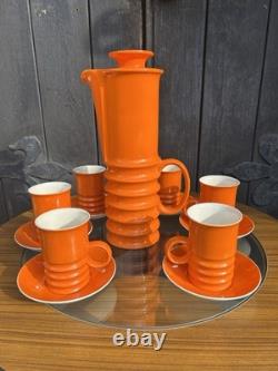 Retro Carlton Ware Wellington orange Coffee Set from 1970s Vintage Classic