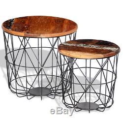 Retro Coffee Tables Vintage Style Reclaimed Solid Wood Handmade Furniture Set