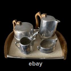 Retro Picquot Tea and Coffee pot 5 Piece Set sugar pot creamer tray vtg