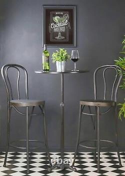 Retro Vintage Bar Table Tall Chairs Set Stools Seats Metal Cocktail Wine Coffee