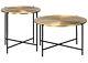 Round Industrial Coffee Side Table Nightstand Set Vintage Furniture Metal Legs