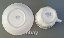 Royal Albert Memory Lane Set Of 11 (+1) Footed Cups & Saucers Blue Flowers Exc