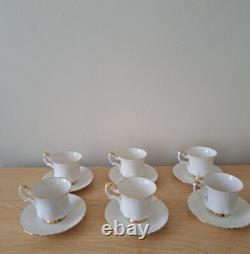 Royal Albert Val Dor Bone China Coffee Set White Gold Trim 15 Pieces Vtg Used