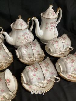Royal Albert Victoriana Rose Tea Set 28 Pieces Large Teapot, Coffee Pot 12 Duos