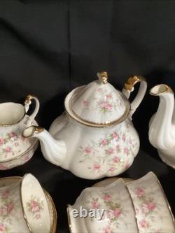 Royal Albert Victoriana Rose Tea Set 28 Pieces Large Teapot, Coffee Pot 12 Duos