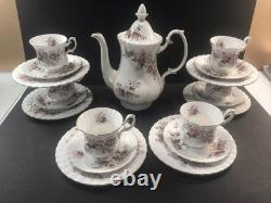 Royal Albert Violet Rose 19 Piece Coffee Set Vintage Bone China England 1960s