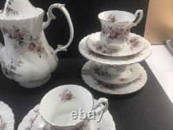 Royal Albert Violet Rose 19 Piece Coffee Set Vintage Bone China England 1960s