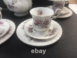 Royal Albert Violet Rose 19 Piece Coffee Set Vintage Bone China England 1960s