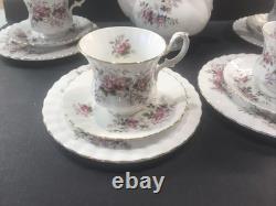 Royal Albert Violet Rose 19 Piece Coffee Set Vintage Bone China England 1960s