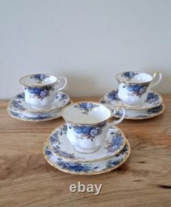 Royal Albert Vtg Moonlight Rose Coffee Trio Set 22 Pieces Include Coffee Pot Vgc