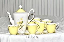 Royal Albert Yellow Coffee Cups Saucers Coffee Pot Vintage bone china