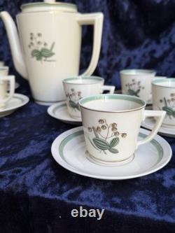 Royal Copenhagen Coffee Set 881 Danish Porcelain Cups Saucers Teapot Vintage