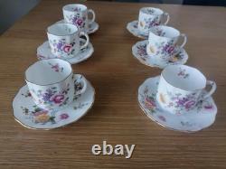Royal Crown Derby Posies Coffee Cups & Saucers 6 X Duos Vintage unused boxed