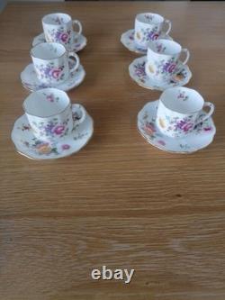 Royal Crown Derby Posies Coffee Cups & Saucers 6 X Duos Vintage unused boxed