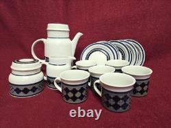Royal Doulton China Tangier Lambeth Stoneware 15 Piece Vintage Coffee Set