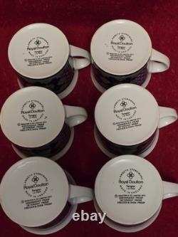 Royal Doulton China Tangier Lambeth Stoneware 15 Piece Vintage Coffee Set
