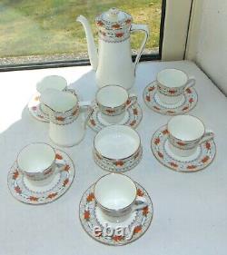 Royal Doulton Fine China H3746 Cobwebs Coffee Set 15 PC Coffee Pot cups Saucers