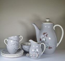 Royal Doulton Frost Pine Coffee Set D6450 Vintage 1940s/50s -3cup&saucer