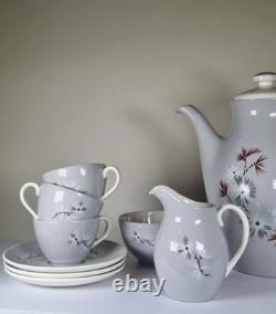 Royal Doulton Frost Pine Coffee Set D6450 Vintage 1940s/50s -3cup&saucer